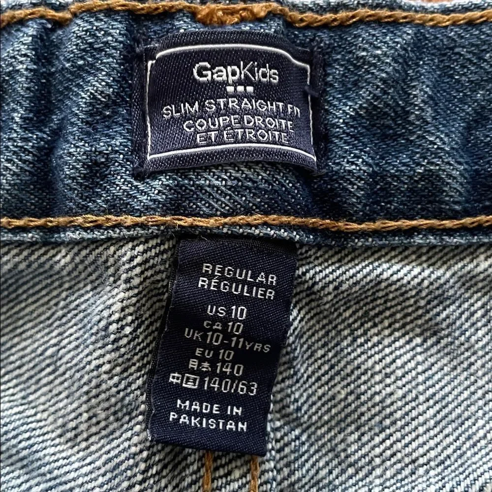 GAP Slim Straight Fit Jeans Medium Wash Boy’s Sz 10 Regular